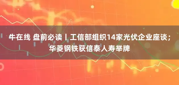 牛在线 盘前必读丨工信部组织14家光伏企业座谈；华菱钢铁获信泰人寿举牌